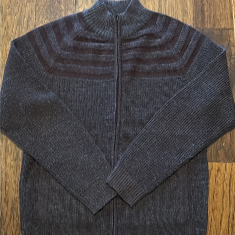 Kenneth Cole Gray and Brown Zip-Up Sweater like new